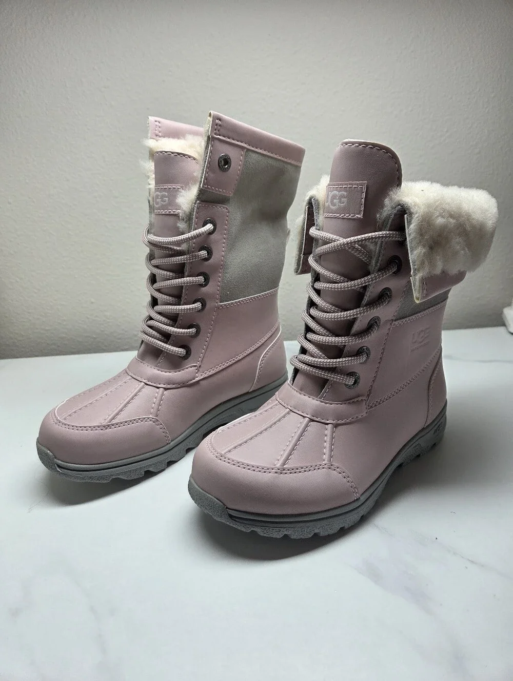 UGG Kids Butte II CWR Waterproof Winter Boots Pastel Pink Gray Size 13 NIB